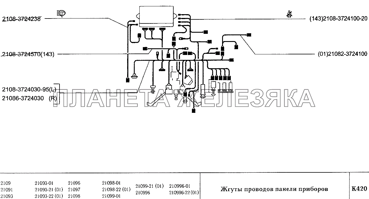 Жгуты проводов панели приборов ВАЗ-2109